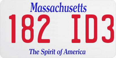 MA license plate 182ID3