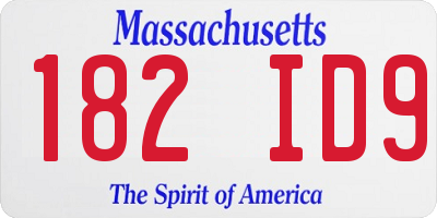 MA license plate 182ID9