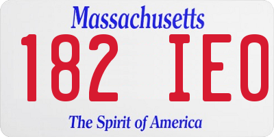 MA license plate 182IE0