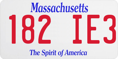 MA license plate 182IE3