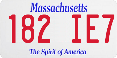 MA license plate 182IE7
