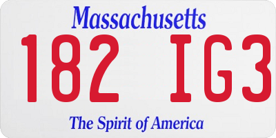 MA license plate 182IG3