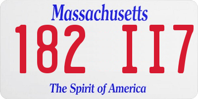 MA license plate 182II7