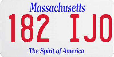 MA license plate 182IJ0