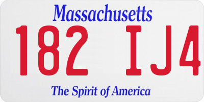 MA license plate 182IJ4