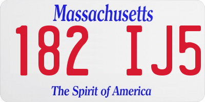 MA license plate 182IJ5