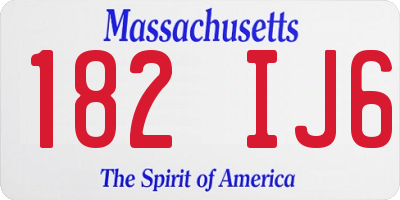 MA license plate 182IJ6