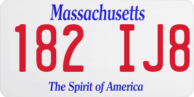 MA license plate 182IJ8