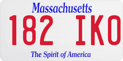 MA license plate 182IK0