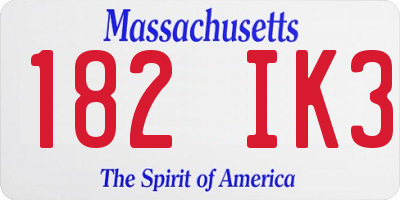 MA license plate 182IK3