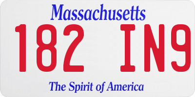 MA license plate 182IN9