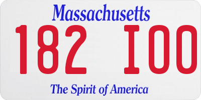 MA license plate 182IO0