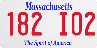 MA license plate 182IO2