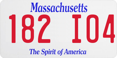 MA license plate 182IO4