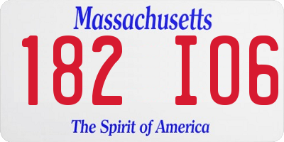 MA license plate 182IO6