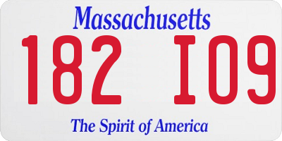 MA license plate 182IO9