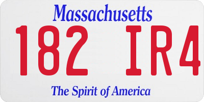 MA license plate 182IR4