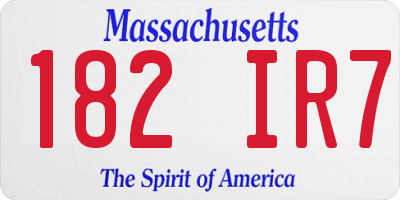 MA license plate 182IR7