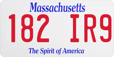 MA license plate 182IR9