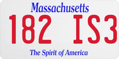 MA license plate 182IS3