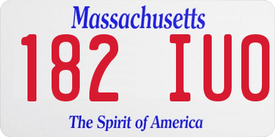 MA license plate 182IU0