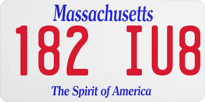 MA license plate 182IU8
