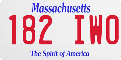 MA license plate 182IW0