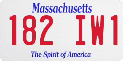 MA license plate 182IW1