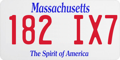 MA license plate 182IX7