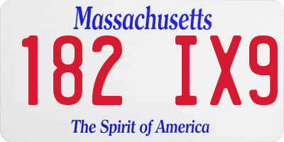 MA license plate 182IX9