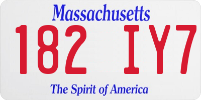 MA license plate 182IY7