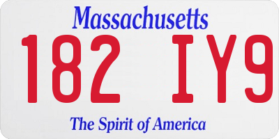 MA license plate 182IY9
