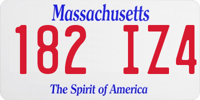 MA license plate 182IZ4