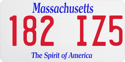 MA license plate 182IZ5