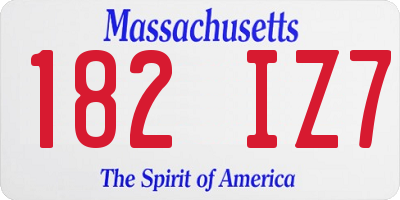 MA license plate 182IZ7