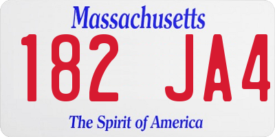 MA license plate 182JA4