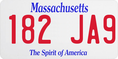 MA license plate 182JA9