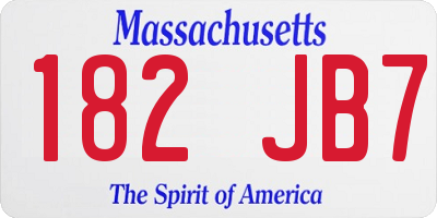 MA license plate 182JB7
