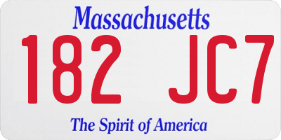 MA license plate 182JC7