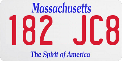 MA license plate 182JC8