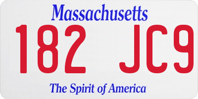 MA license plate 182JC9