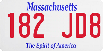 MA license plate 182JD8