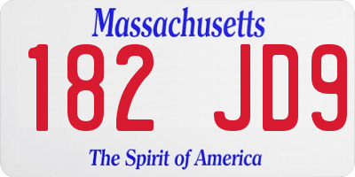 MA license plate 182JD9