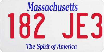 MA license plate 182JE3