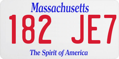 MA license plate 182JE7