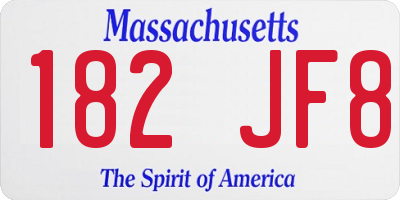 MA license plate 182JF8