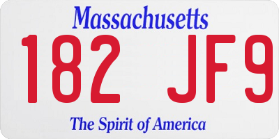MA license plate 182JF9