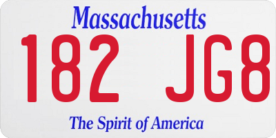 MA license plate 182JG8