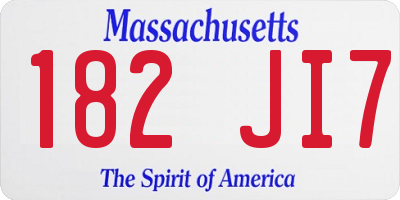 MA license plate 182JI7