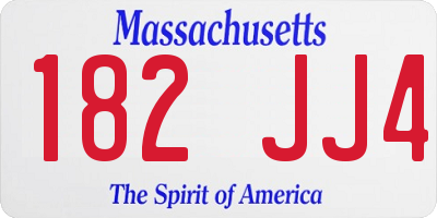 MA license plate 182JJ4